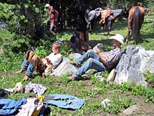 Relaxing in Camp after a Wyoming Horseback Ride